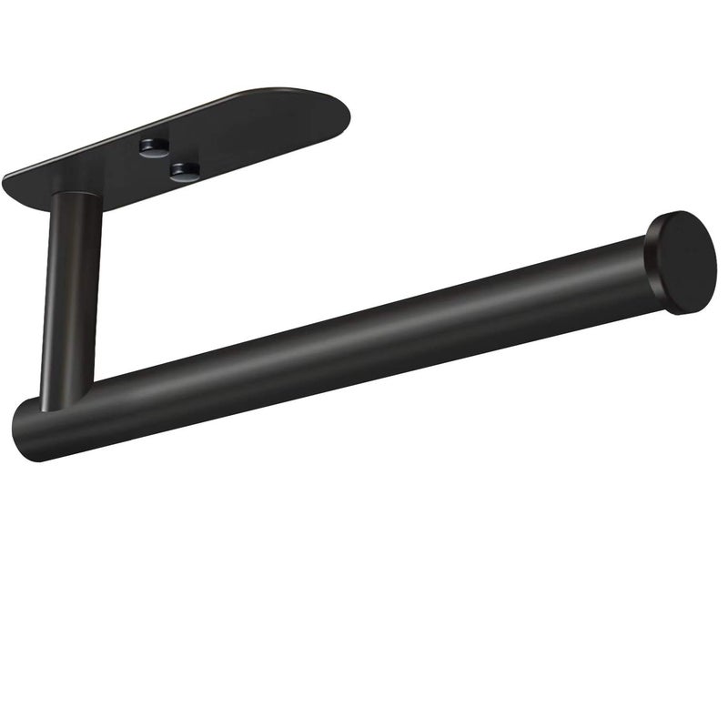 VAEHOLD Adhesive Paper Towel Holder Under Cabinet Wall Mount for Kitchen Paper Towel, Black Paper Towel Roll Holder Stick to Wall, Stainless Steelï¼ˆBlackï¼‰ - Image 1